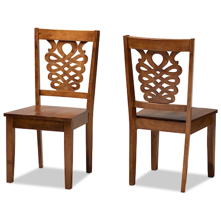 Baxton Studio Gervais Modern and Contemporary Transitional Walnut Brown Finished Wood 2-Piece Dining Chair Set 178-11383-Zoro
